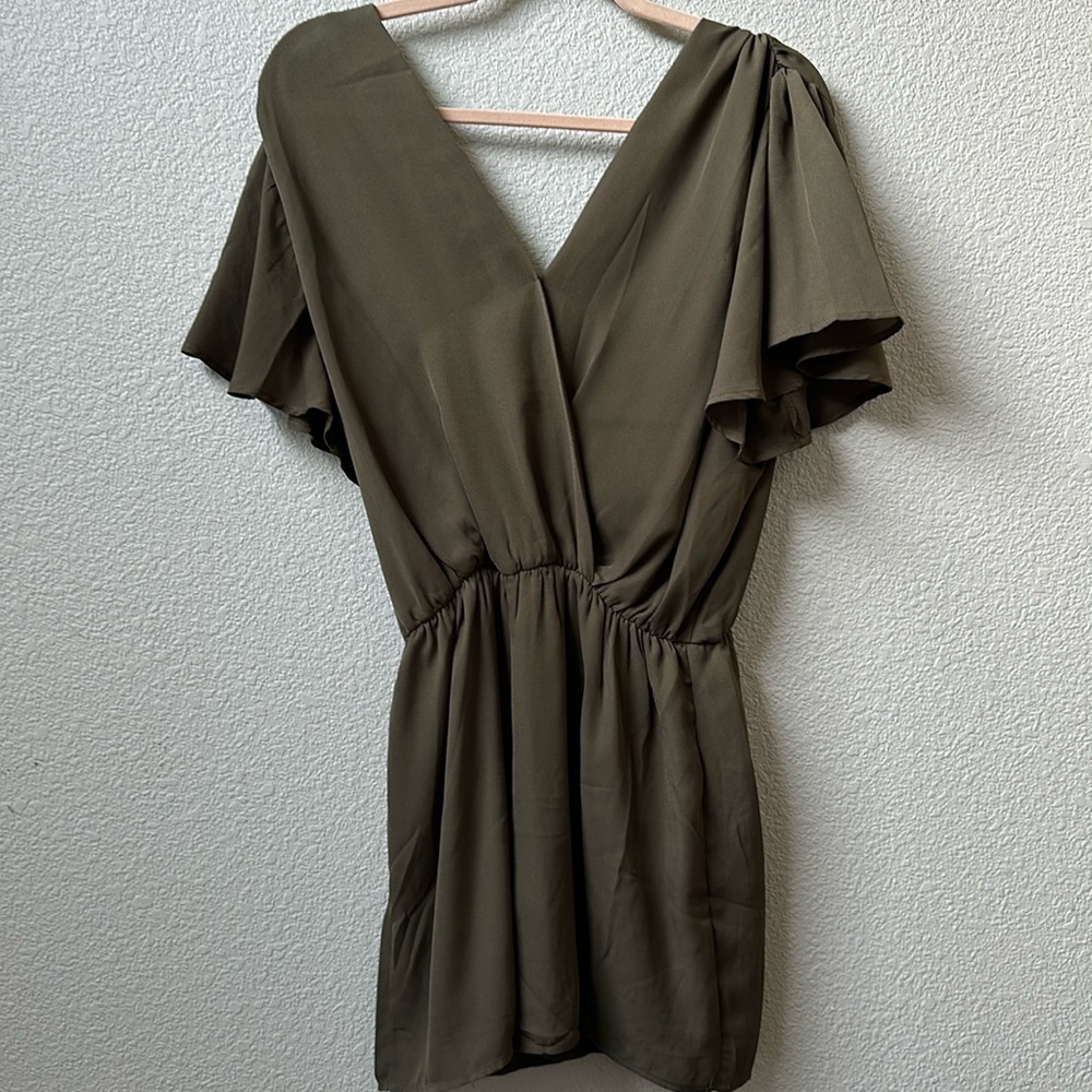 NWT Sip N Sparkle‎ Olive green Shorts Romper Large